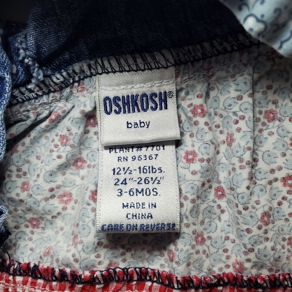 Vintage OshKosh Tier Overall Jumper Dress Sz 3-6 M - Picture 6 of 6